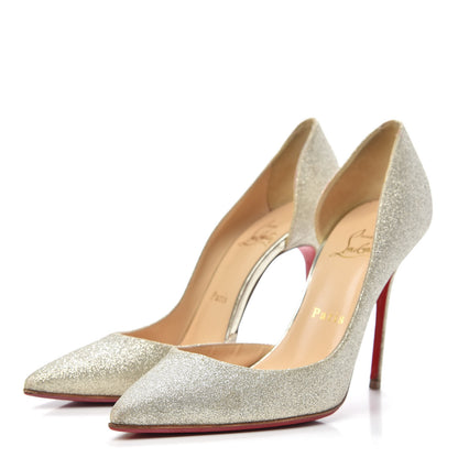 Christian Louboutin Glitter Mini Specchio Iriza 100 Pumps 37 Ivory Light Gold 3 of 10