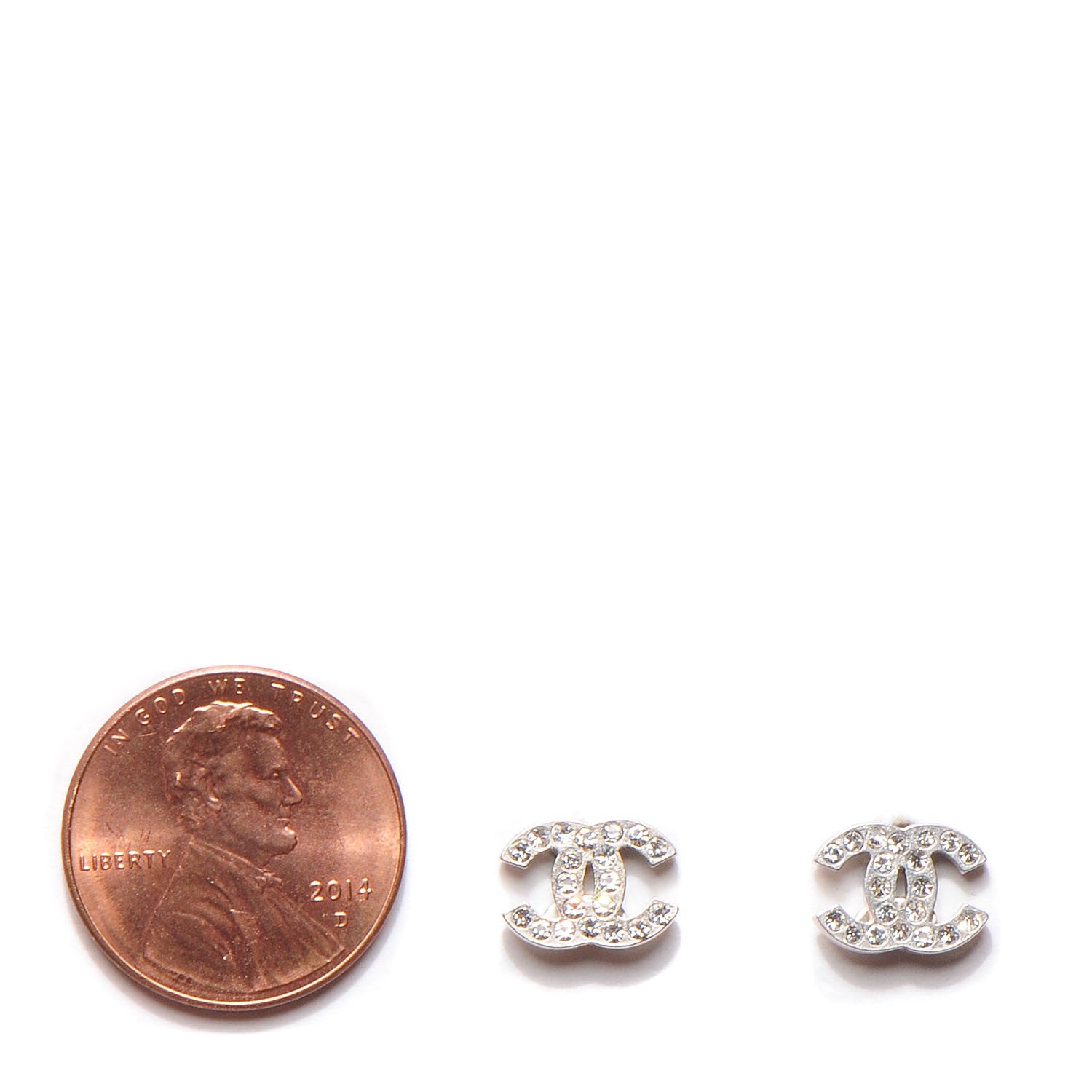 Chanel Crystal CC Earrings Silver 2 of 4