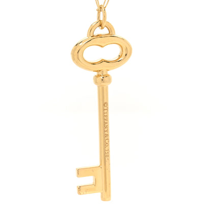 Tiffany 18K Yellow Gold Oval Key Pendant Link Necklace 4 of 6