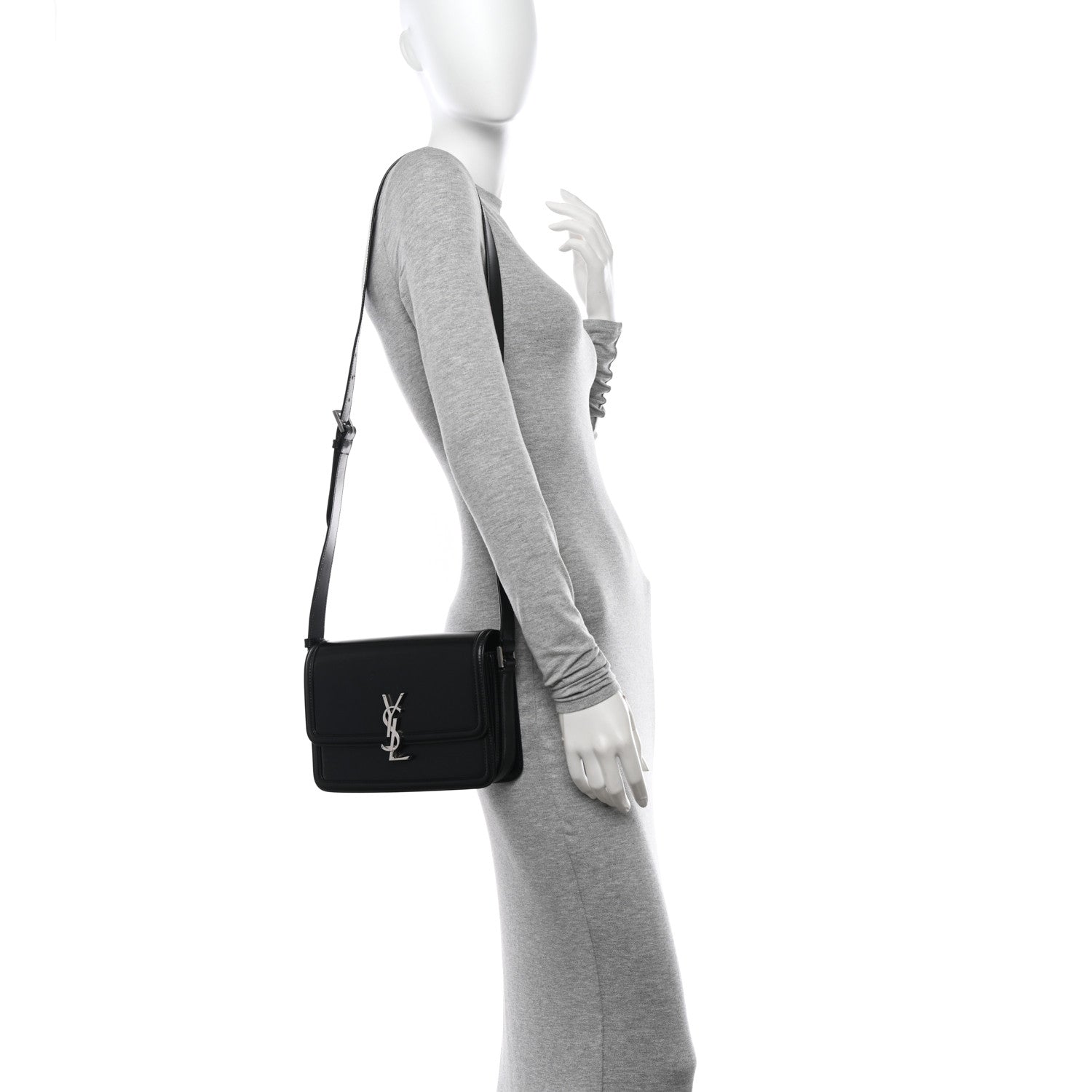 Saint Laurent Box Calfskin Monogram Medium Solferino Satchel Black 2 of 11