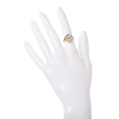 Van Cleef & Arpels 18K Yellow Gold Diamond Vintage Alhambra Ring 48 4.5 2 of 4