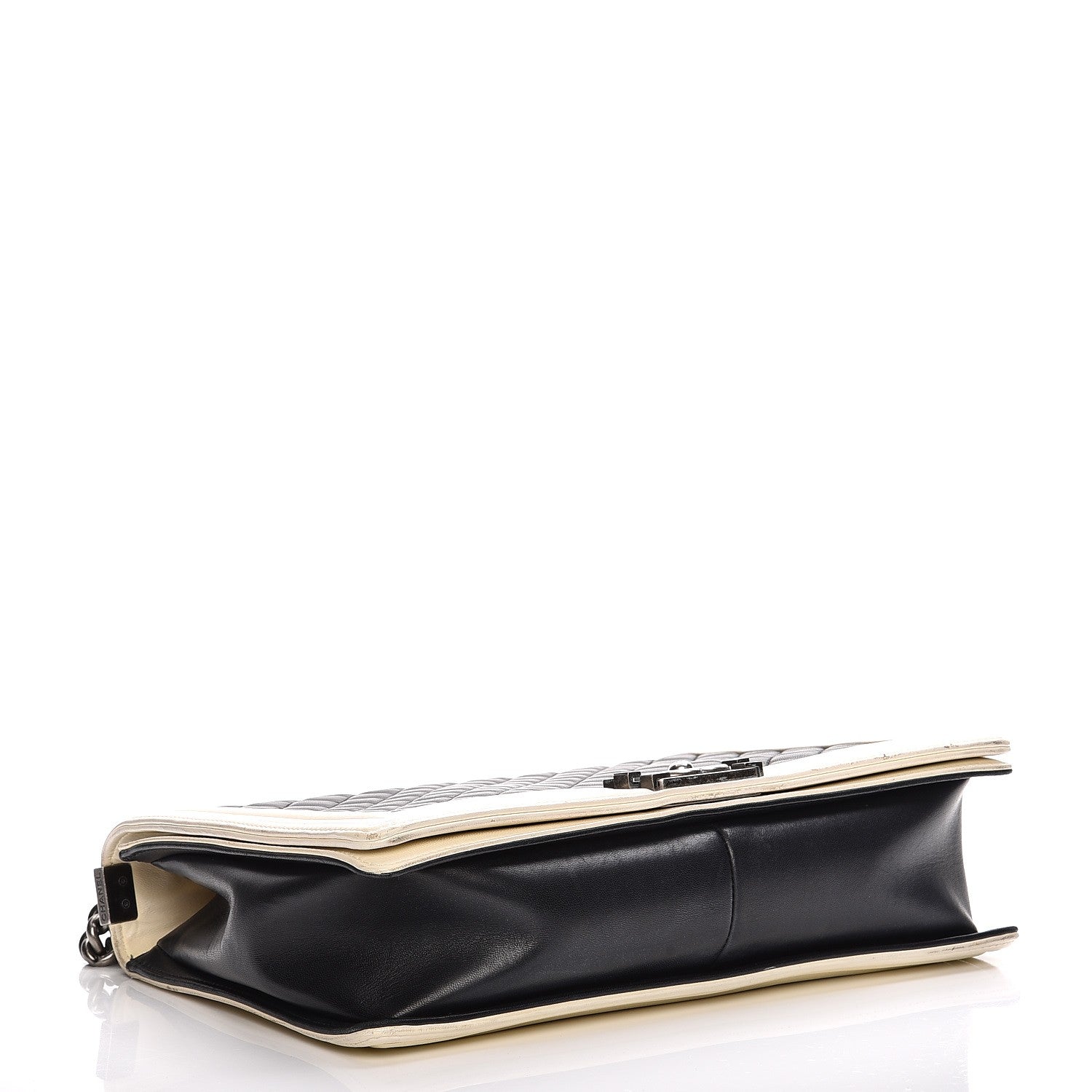 Chanel Lambskin Quilted Large Boy Flap Black White 4 of 18