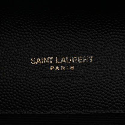 Saint Laurent Grain De Poudre Textured Mixed Matelasse Triquilt Monogram Clutch Black 6 of 11
