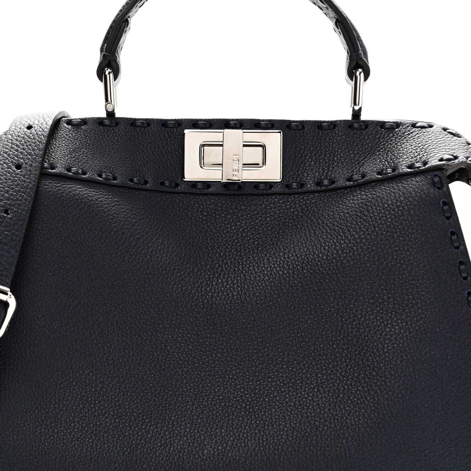 Fendi Cuoio Romano Selleria Bi-Color Small Peekaboo I SEE U Satchel Placca Argento 8 of 10