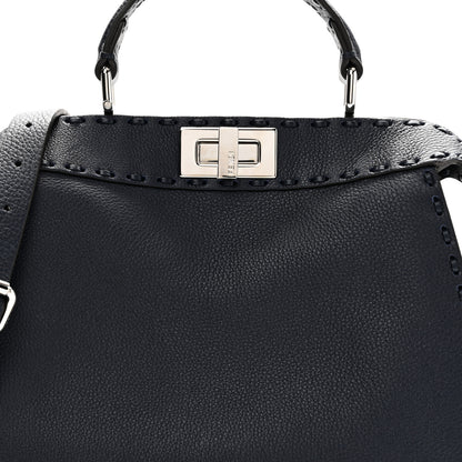 Fendi Cuoio Romano Selleria Bi-Color Small Peekaboo I SEE U Satchel Placca Argento 8 of 10