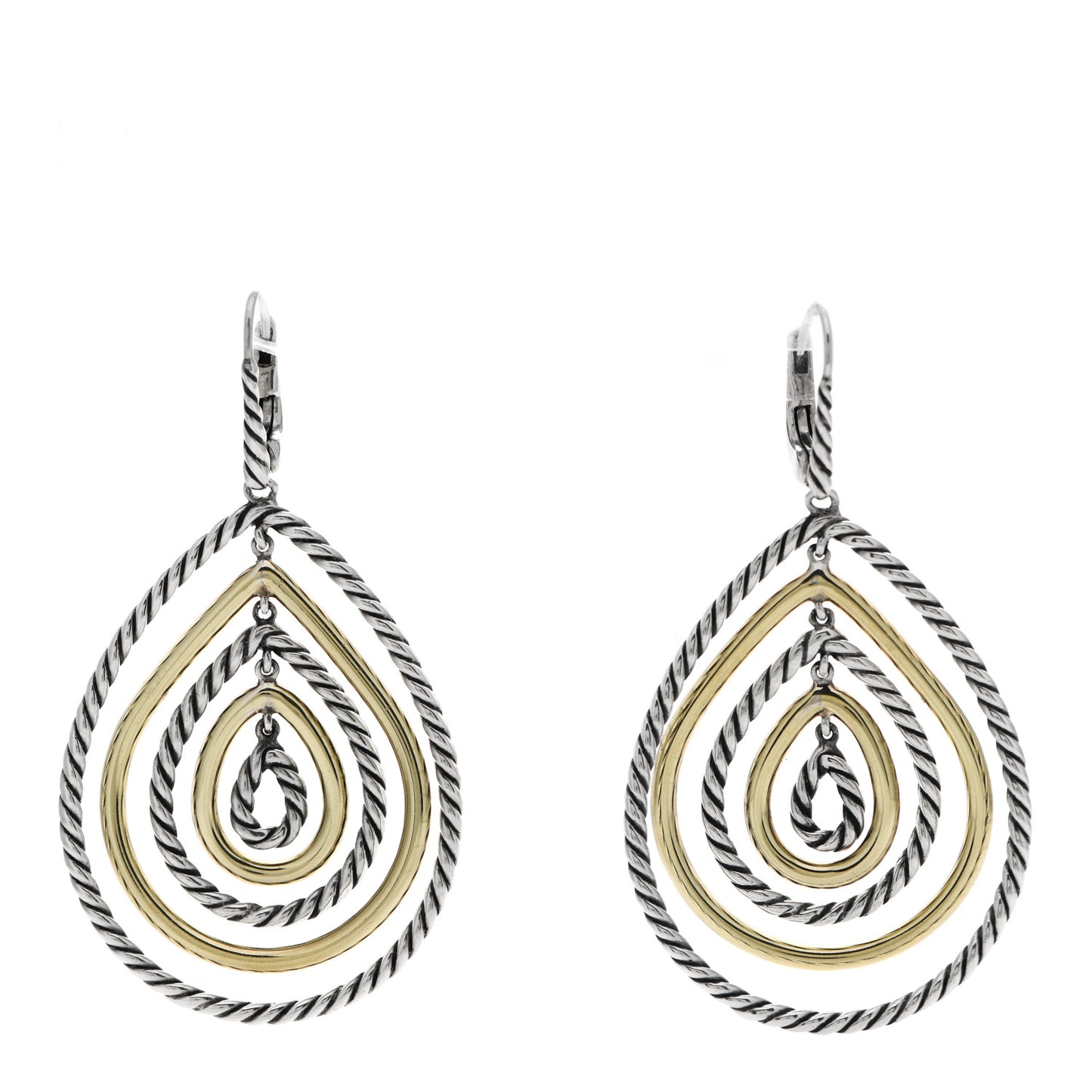 Sterling Silver 14K Yellow Gold Mobile Drop Earrings