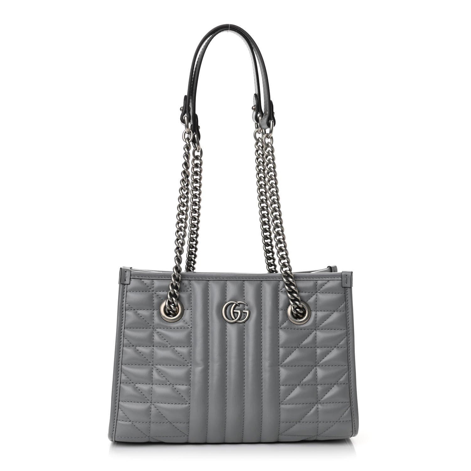Gucci Calfskin Matelasse Aria Small GG Marmont Shoulder Tote Deep Grey 1 of 10