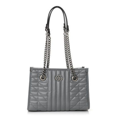 Gucci Calfskin Matelasse Aria Small GG Marmont Shoulder Tote Deep Grey 1 of 10