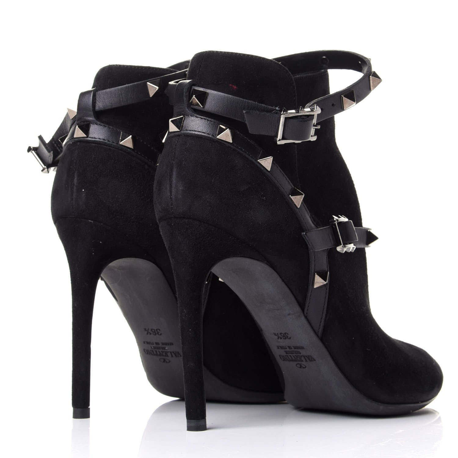 Valentino Garavani Suede Rockstud Double Buckle 100mm Ankle Boots 36.5 Black 4 of 9
