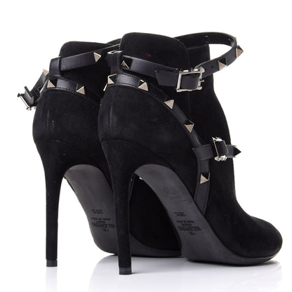 Valentino Garavani Suede Rockstud Double Buckle 100mm Ankle Boots 36.5 Black 4 of 9