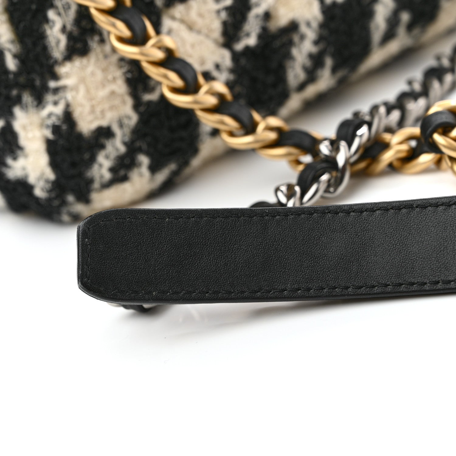 Chanel Tweed Quilted Medium Chanel 19 Flap Black Ecru White 11 of 13