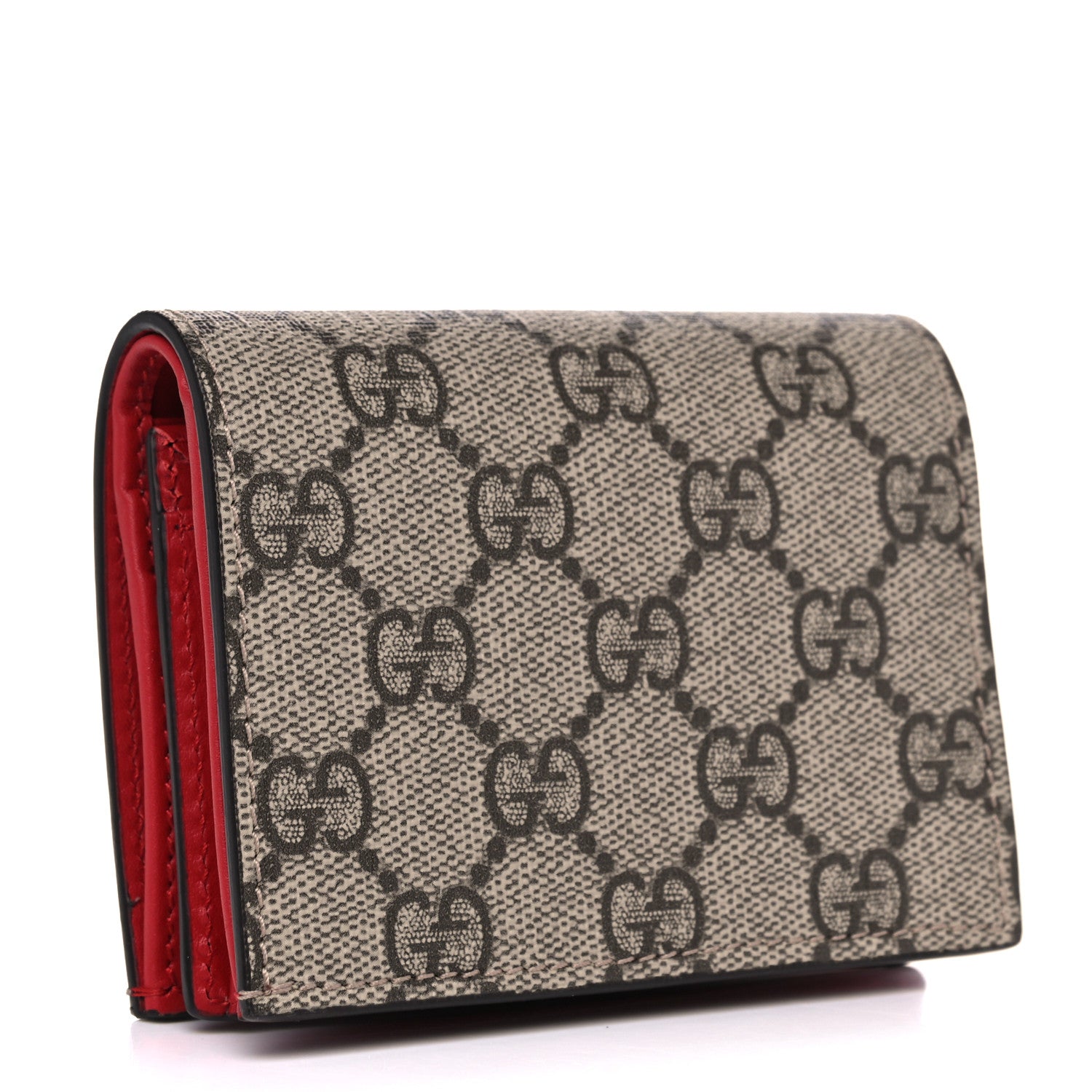 Gucci GG Supreme Monogram Cherry Embellished Card Case Wallet Hibiscus Red 3 of 8