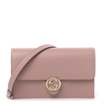 Gucci Dollar Calfskin Interlocking G Chain Wallet Soft Pink 1 of 10