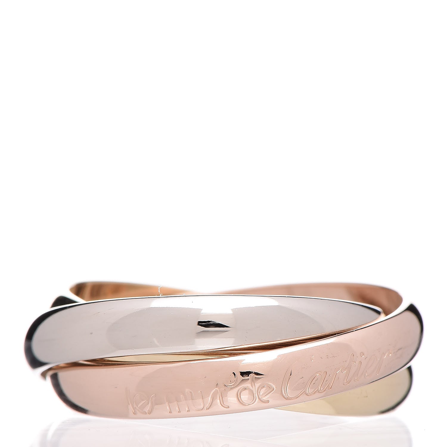 Cartier 18K Pink Yellow White Gold Classic Les Must De Trinity Ring 56 7.5 1 of 7