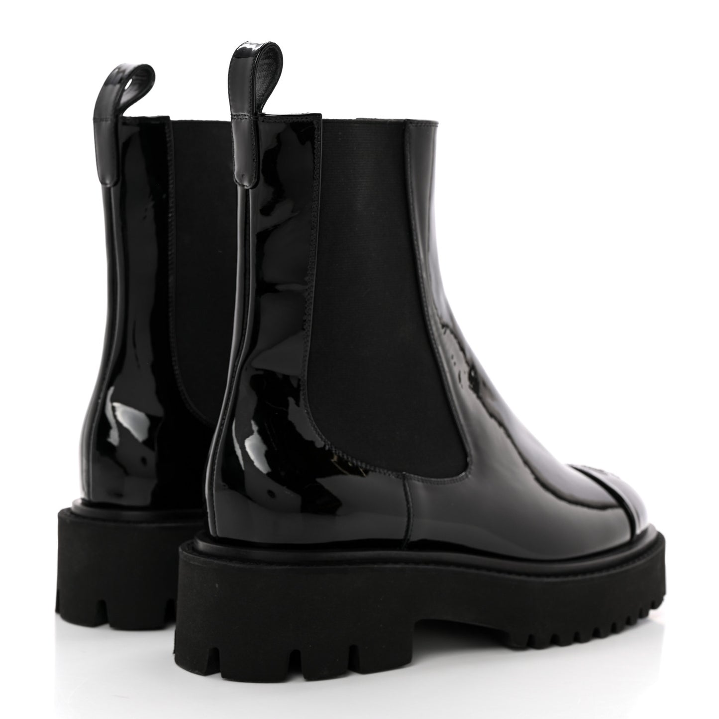 Patent Cap Toe Short Boots 37 Black