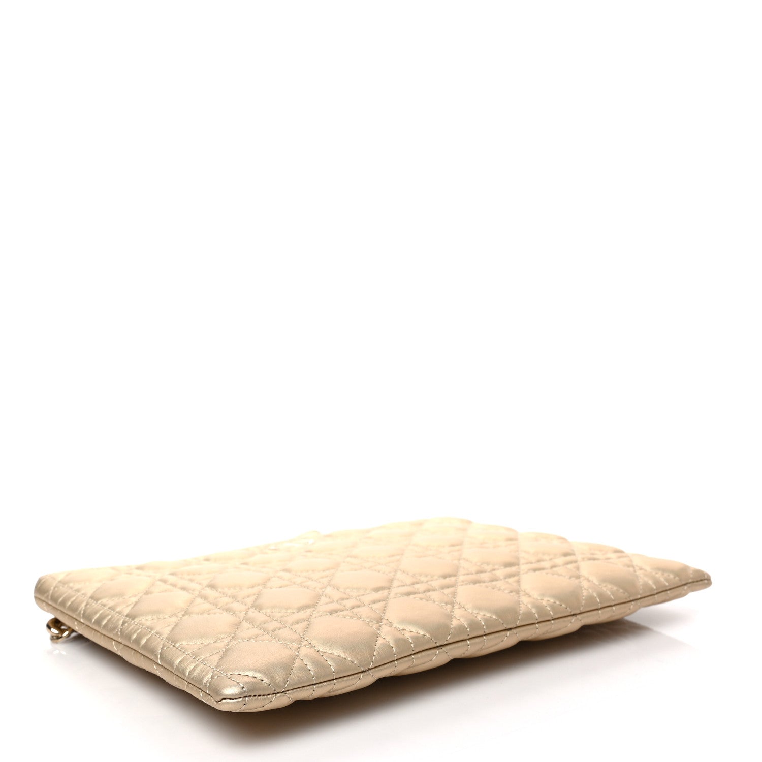 Christian Dior Metallic Lambskin Cannage Large Caro Daily Pouch Gold 6 of 6