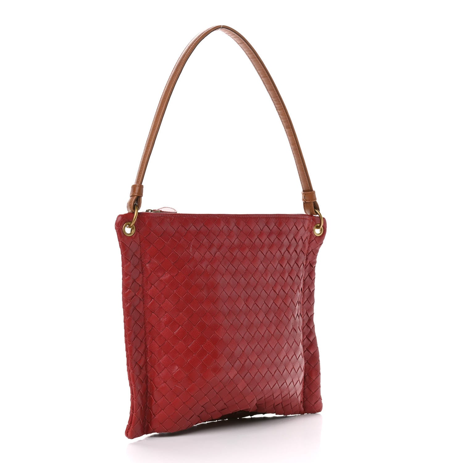 Bottega Veneta Nappa Intrecciato Shoulder Bag Red 2 of 8