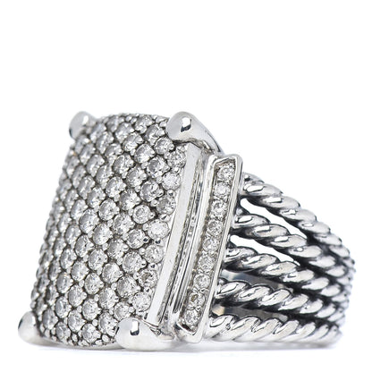 David Yurman Sterling Silver Diamond 20mm Wheaton Ring 54 7 3 of 5