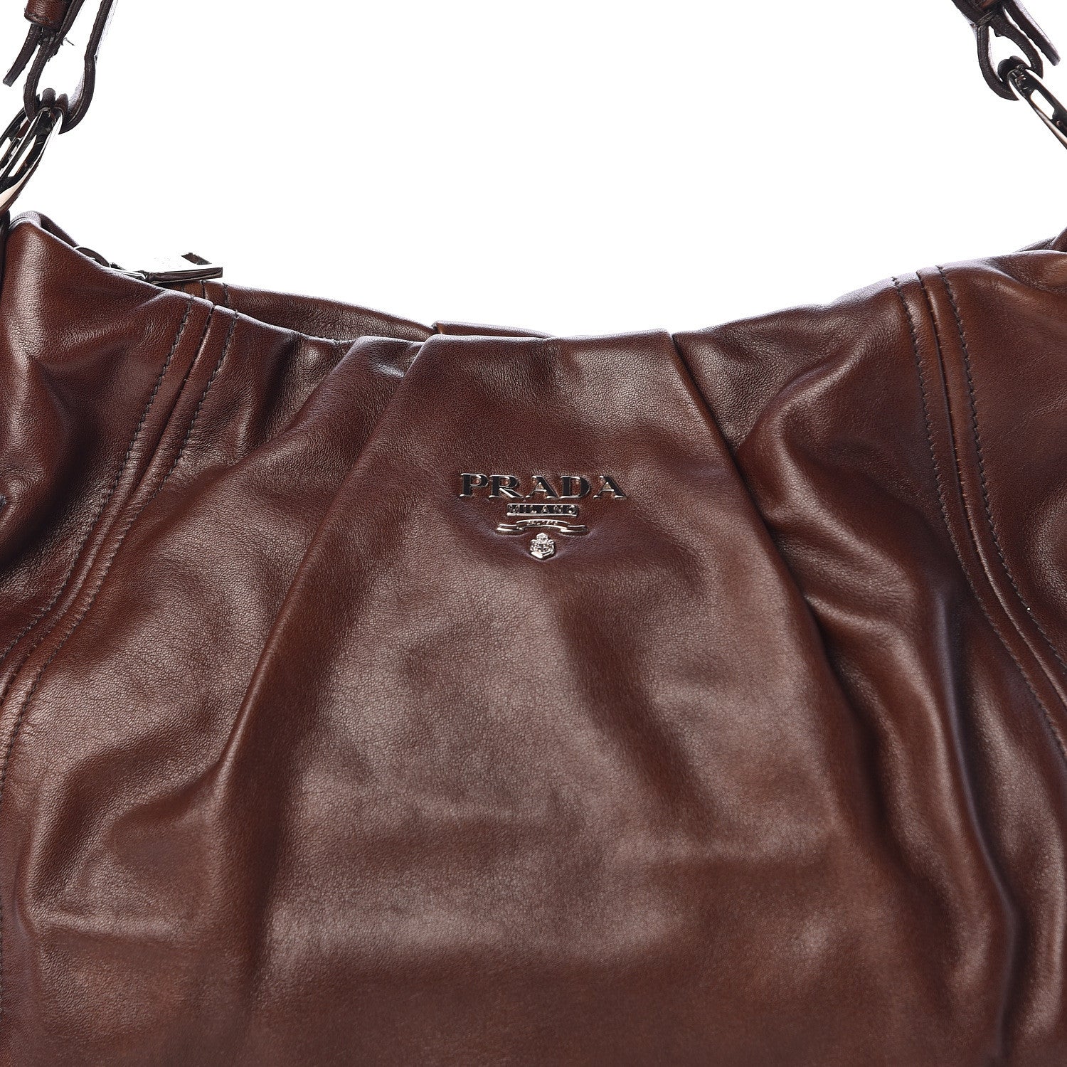 Prada Soft Calf Pleated Hobo Nocciolo 11 of 11
