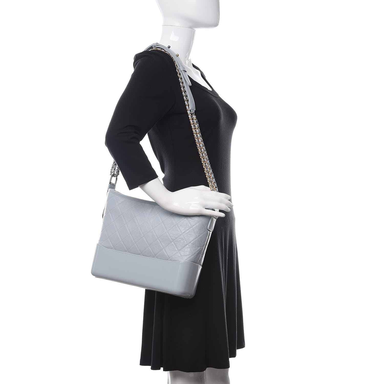 Chanel Aged Calfskin Quilted Medium Gabrielle Hobo Light Blue 2 of 10