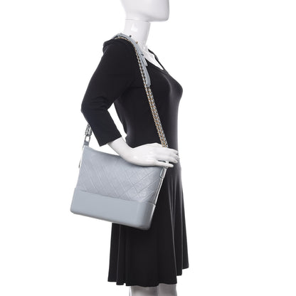 Chanel Aged Calfskin Quilted Medium Gabrielle Hobo Light Blue 2 of 10
