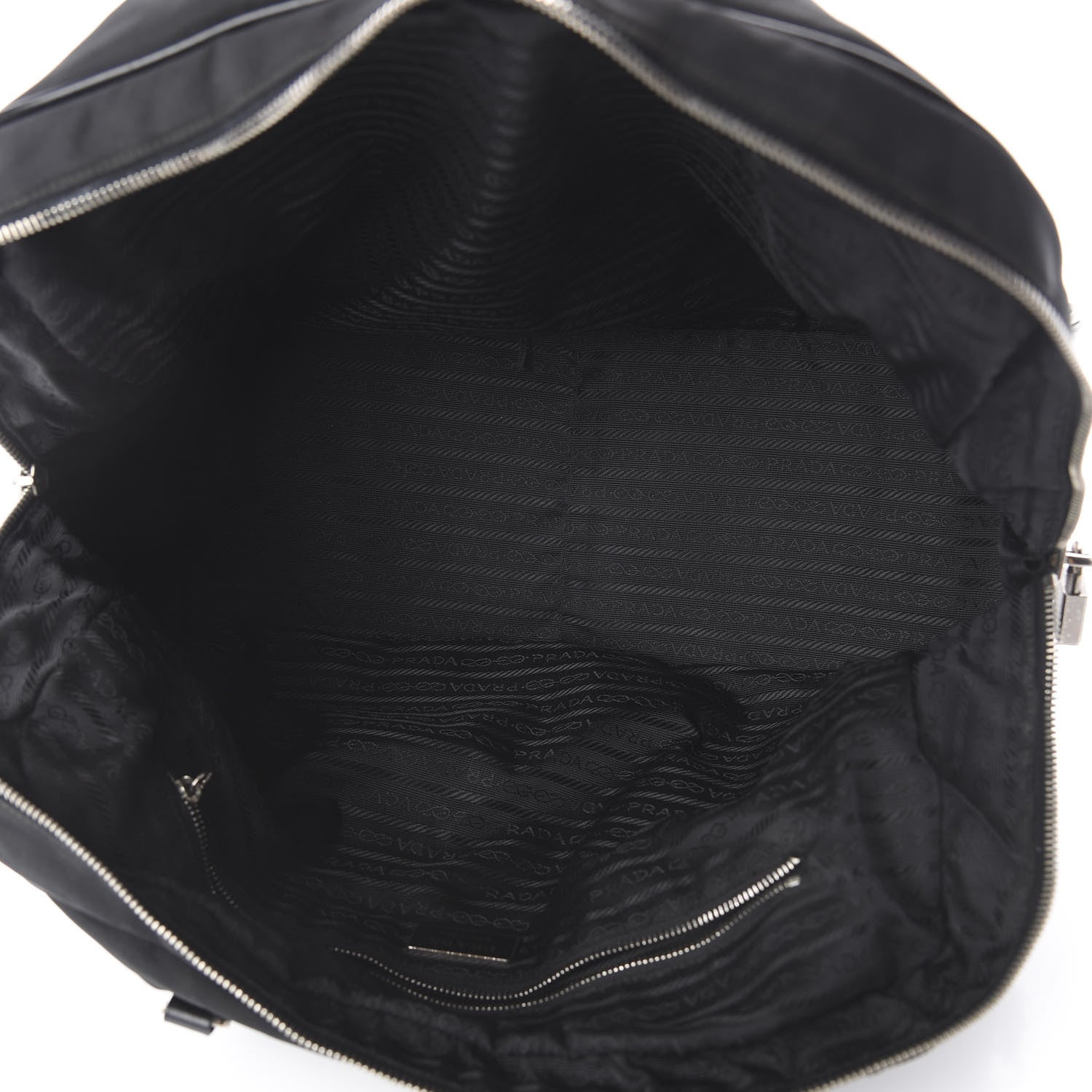 Prada Tessuto Nylon Calfskin Tote Black 4 of 8