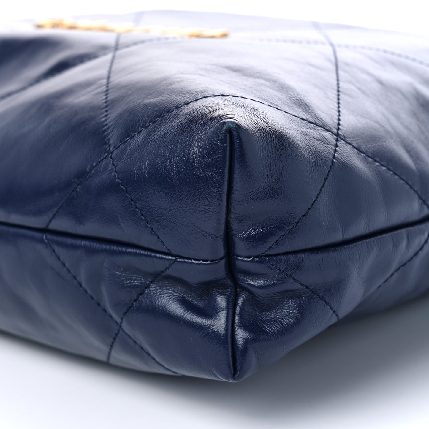 Shiny Calfskin Quilted Small Chanel 22 Navy