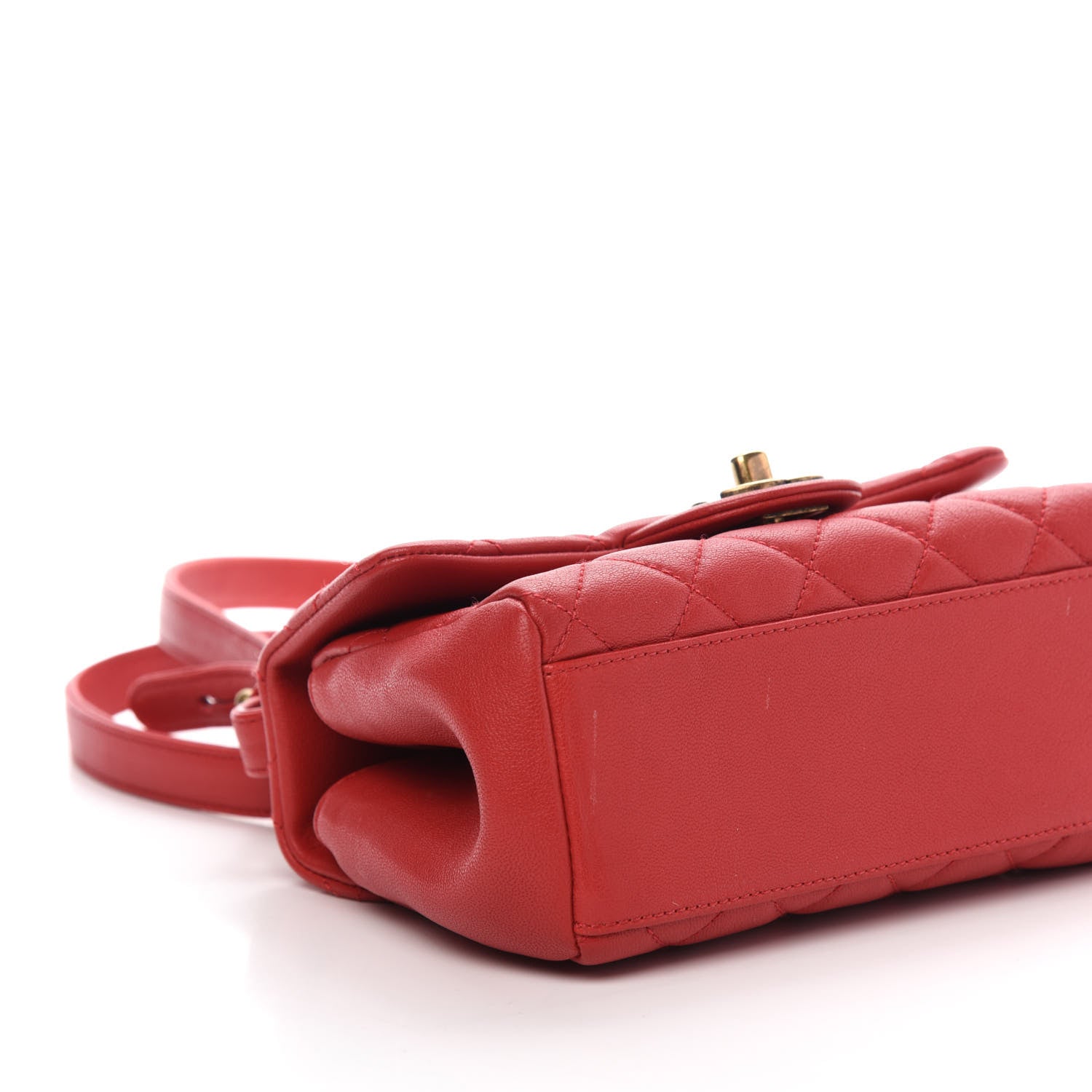 Chanel Shiny Sheepskin Quilted Mini Trapezio Flap Red 8 of 10