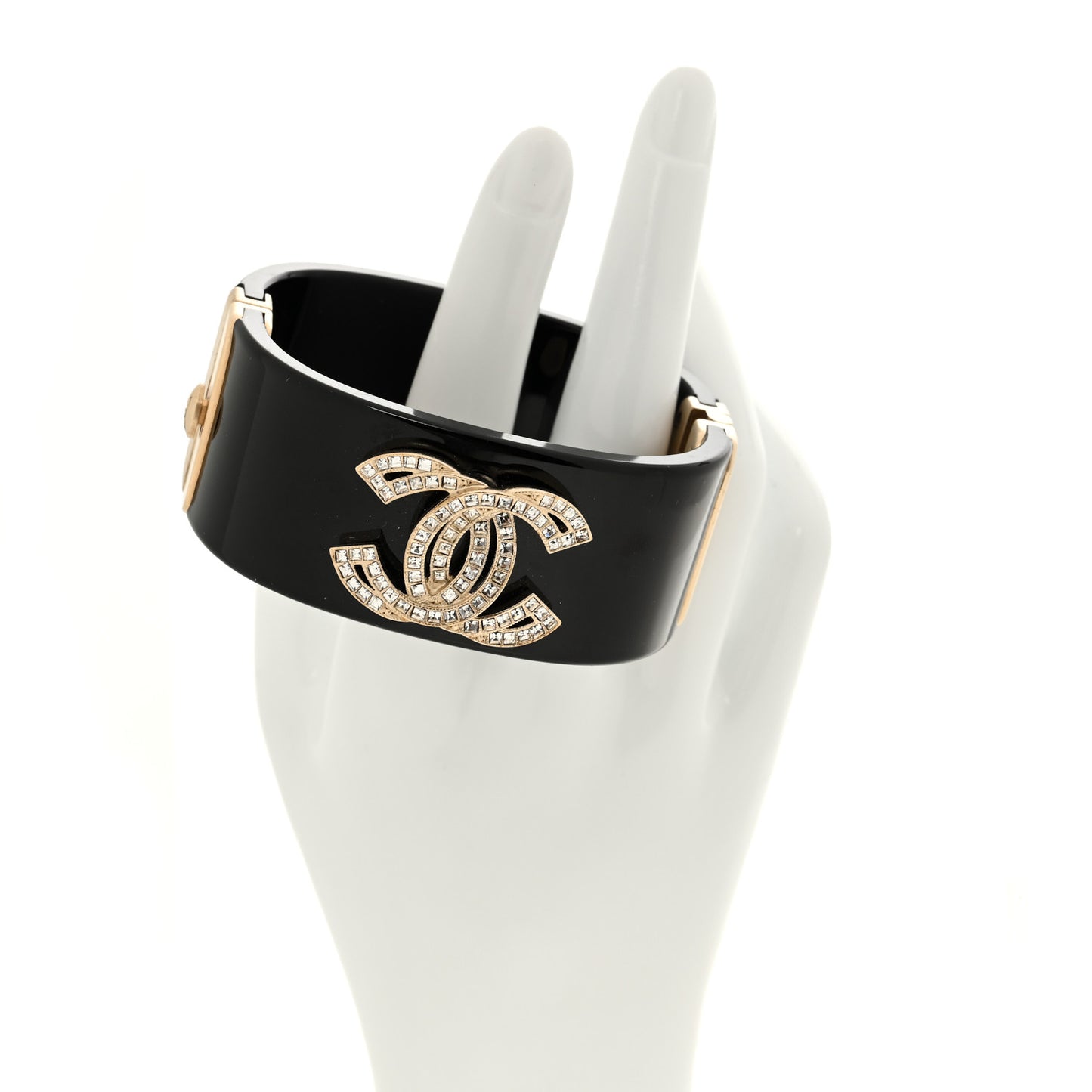 Resin Crystal Baguette CC Cuff Black
