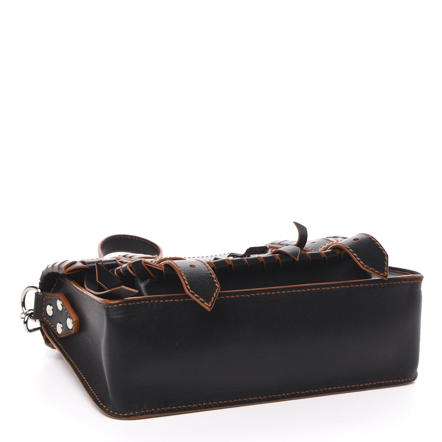 Calfskin Tiny Whipstitch PS1 Satchel Black Orange