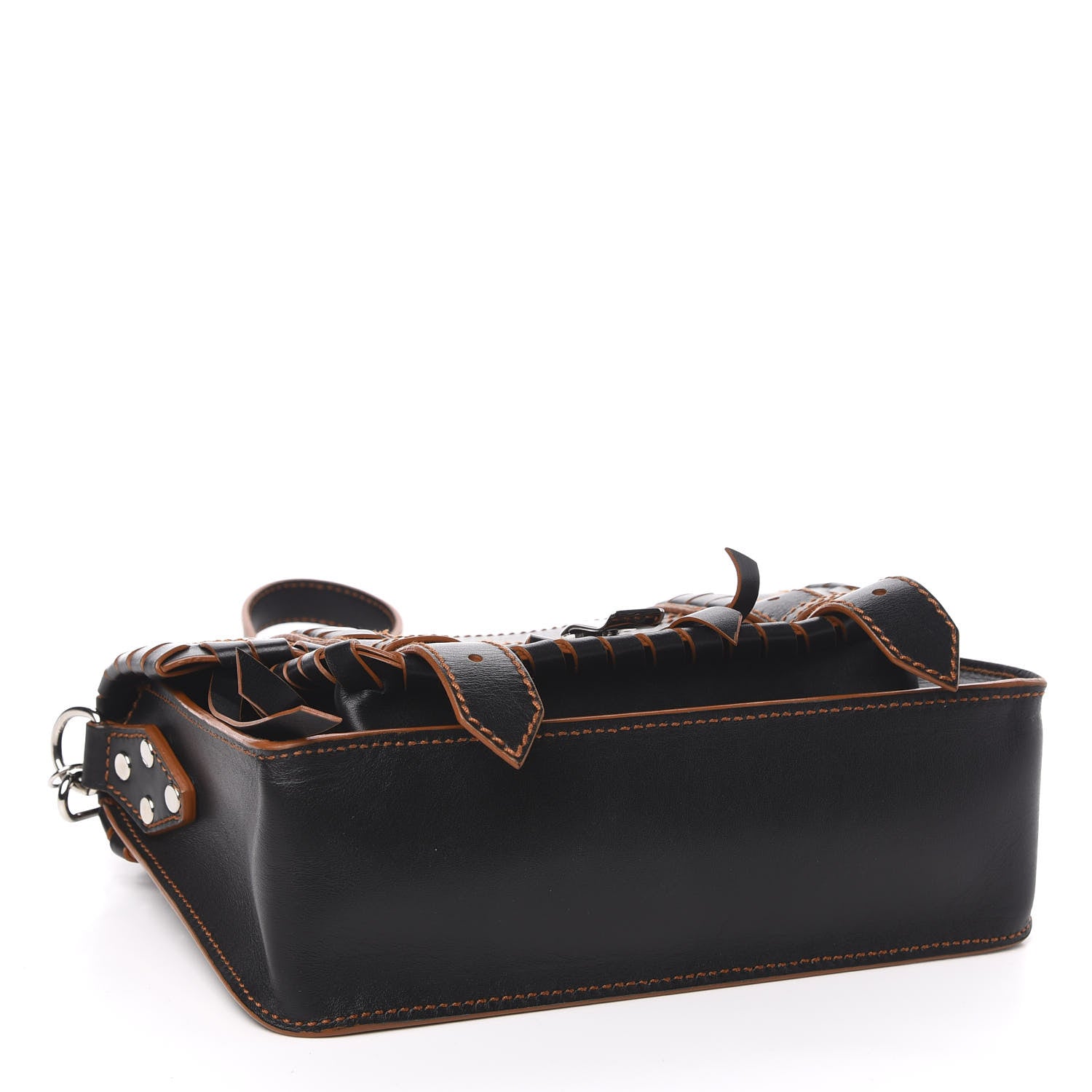 Proenza Schouler Calfskin Tiny Whipstitch PS1 Satchel Black Orange 4 of 11