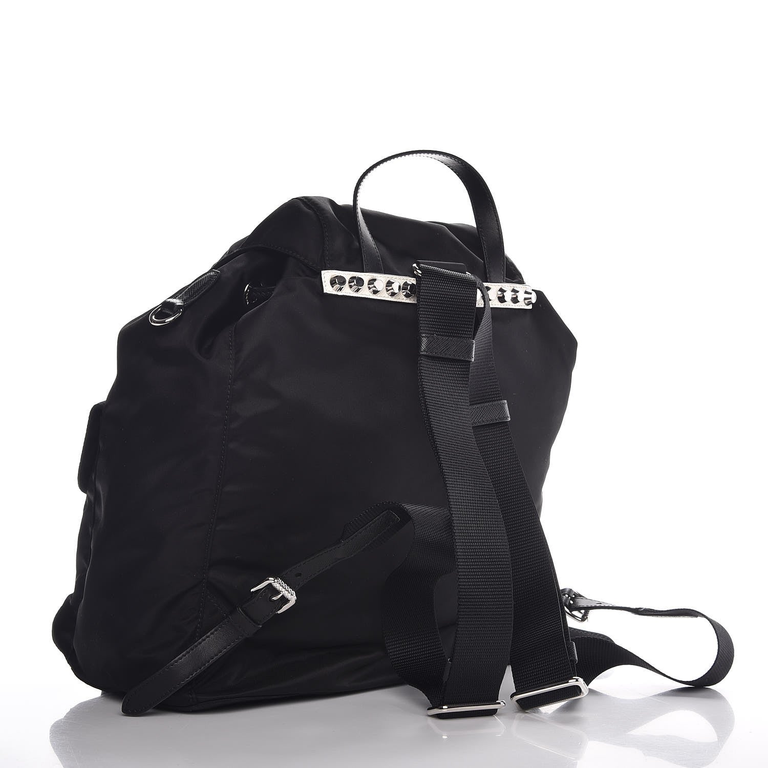 Prada Nylon New Vela Studded Backpack Black Fuoco 3 of 8
