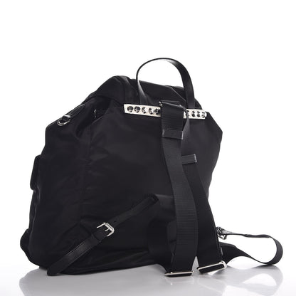 Prada Nylon New Vela Studded Backpack Black Fuoco 3 of 8