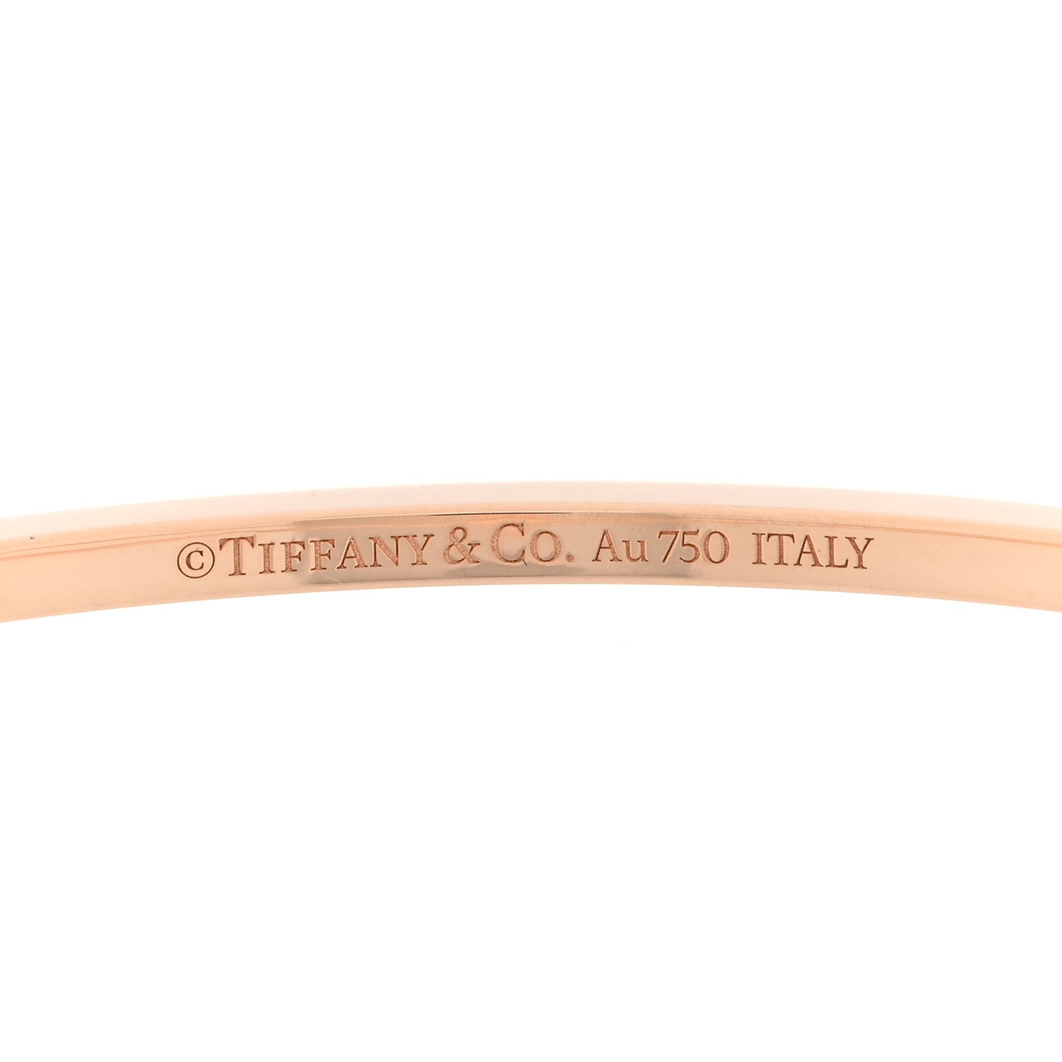 Tiffany 18K Yellow Gold Diamond T Hinged Wire Bangle Bracelet 3 of 4