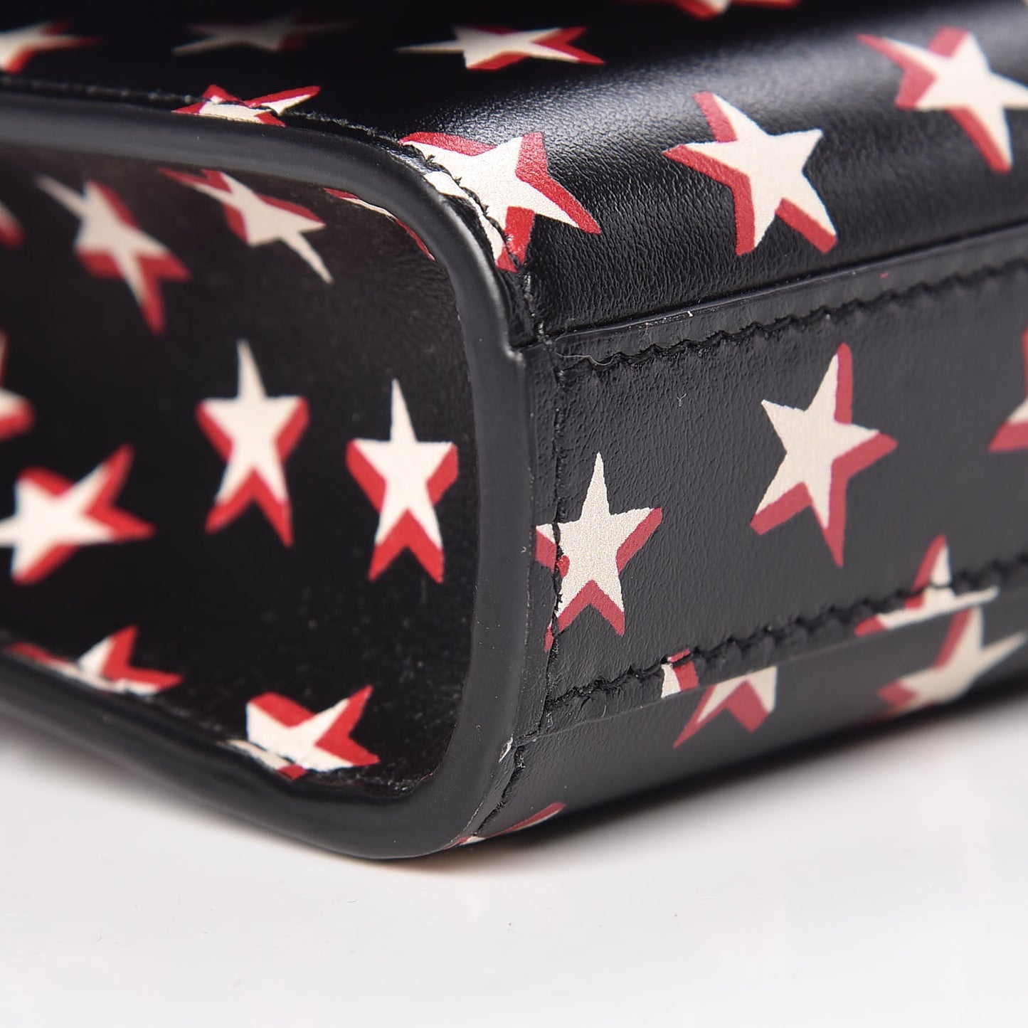 Smooth Calfskin Star Print Monogram Kate Belt Bag Black Ivory Red