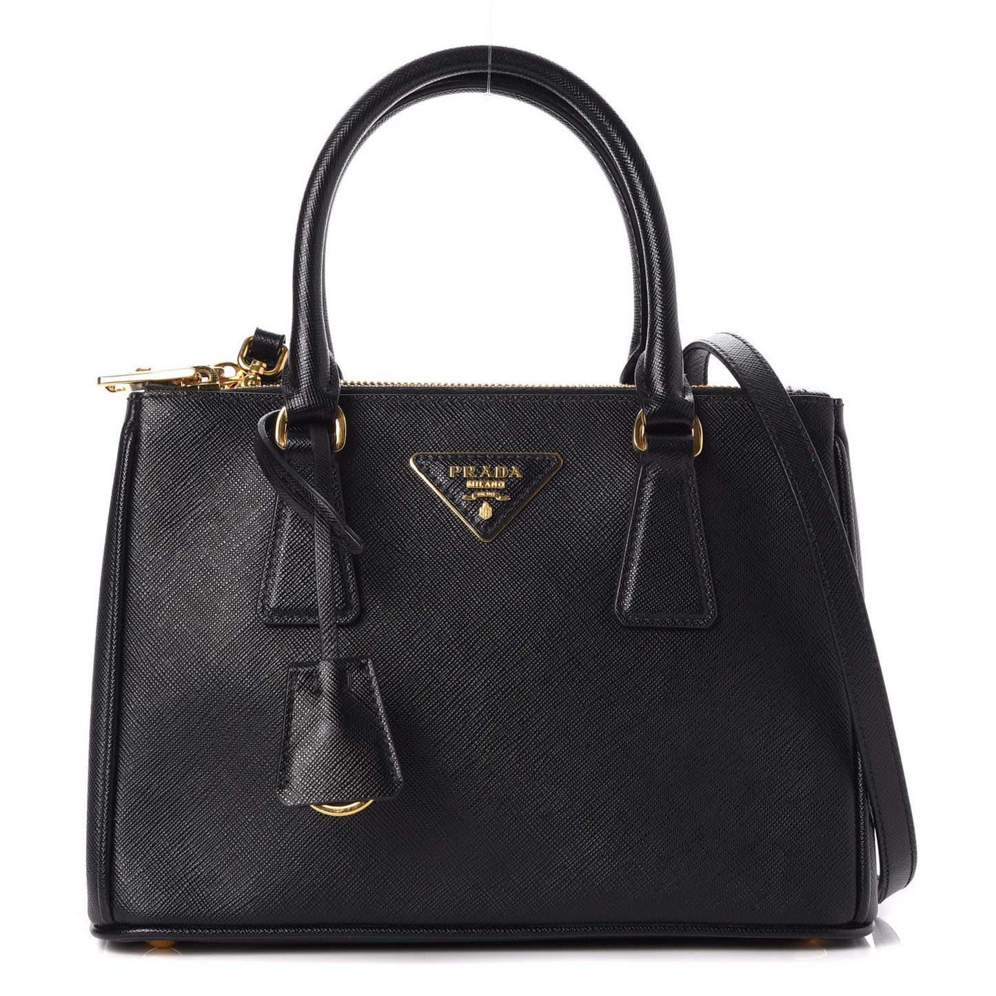 Saffiano Lux Small Double Zip Tote Nero Black