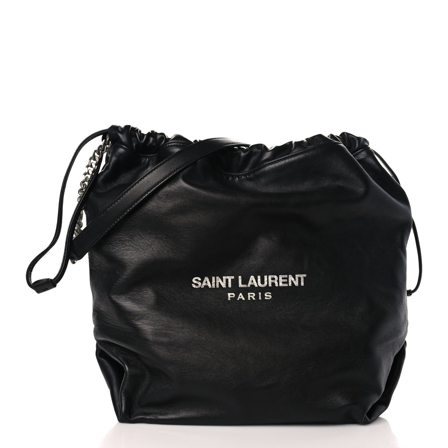 Lambskin Teddy Drawstring Bag Black