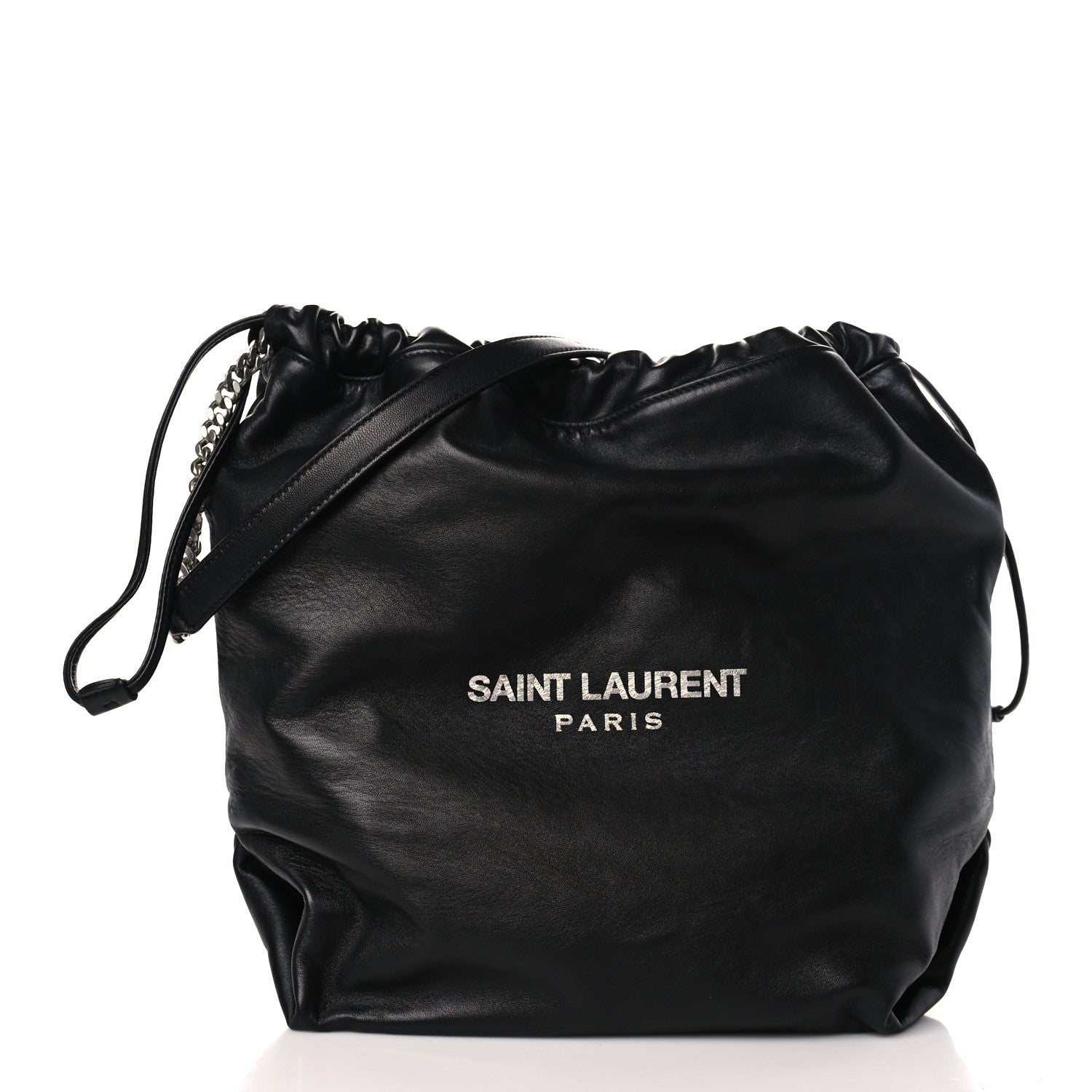 Saint Laurent Lambskin Teddy Drawstring Bag Black 4 of 11
