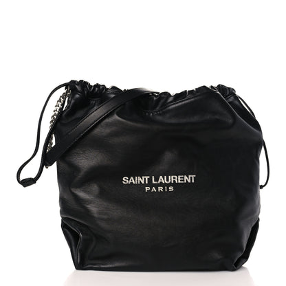 Saint Laurent Lambskin Teddy Drawstring Bag Black 4 of 11