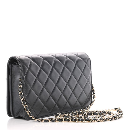 Chanel Iridescent Lambskin Quilted Pearl Wallet On Chain WOC Black 3 of 15