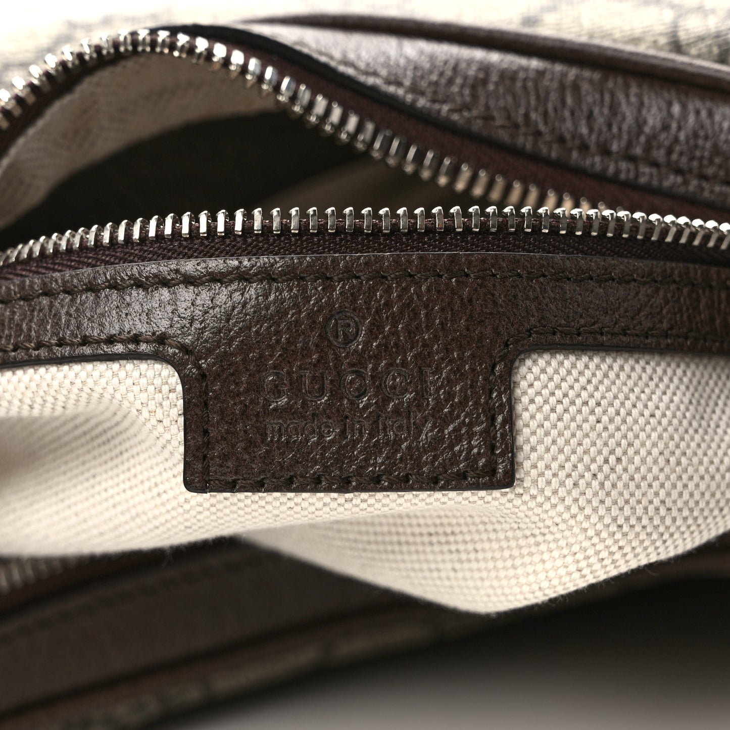 GG Supreme Monogram Textured Calfskin Web Large Attache Shoulder Bag Beige Ebony New Acero