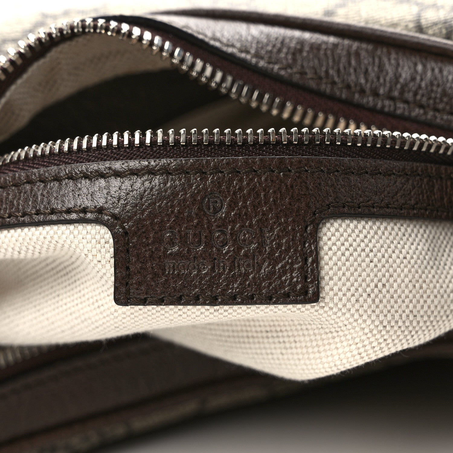 Gucci GG Supreme Monogram Textured Calfskin Web Large Attache Shoulder Bag Beige Ebony New Acero 6 of 8