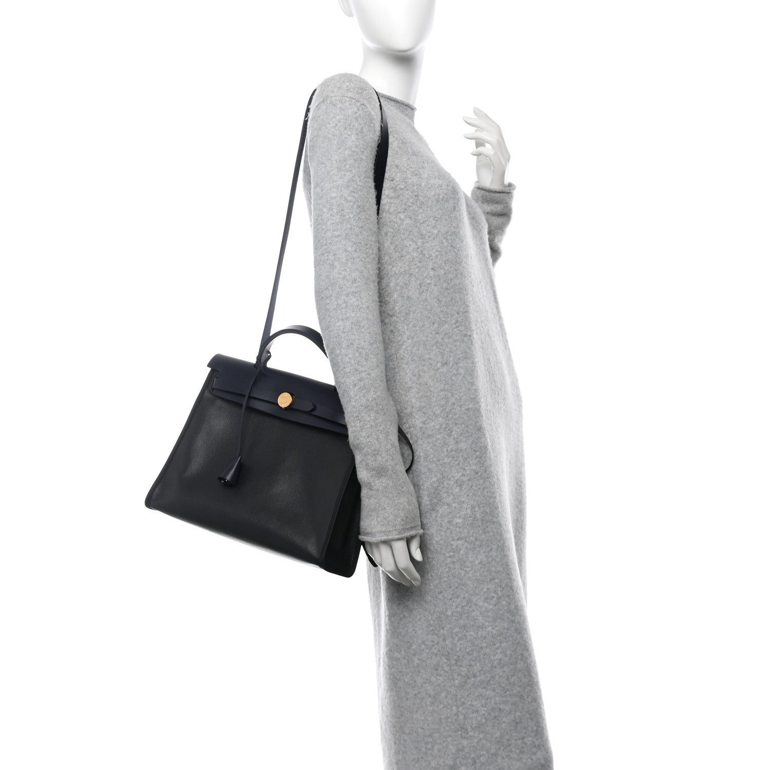 Hermes Toile H Berline Vache Hunter Herbag Zip PM 31 Black Bleu Nuit 3 of 11