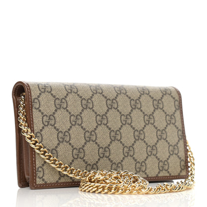 Gucci GG Supreme Monogram Azalea Calfskin Horsebit 1955 Wallet On Chain Beige Ebony Brown Sugar 4 of 13