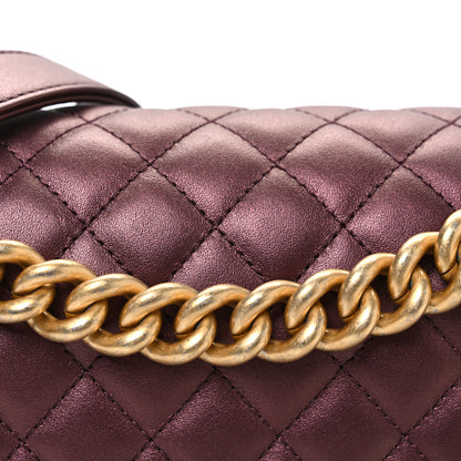 Chanel Metallic Calfskin Quilted Medium Boy Flap Plum 8 of 10
