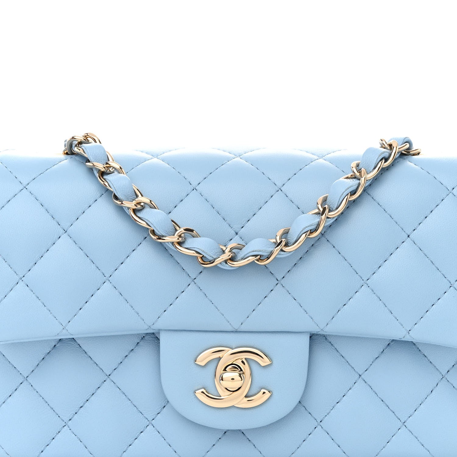 Chanel Lambskin Quilted Mini Rectangular Flap Light Blue 8 of 11