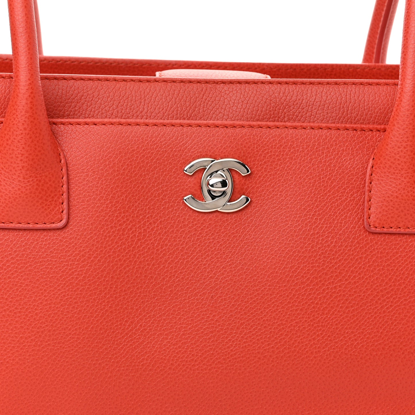 Calfskin Small Cerf Executive Shopper Tote Orange
