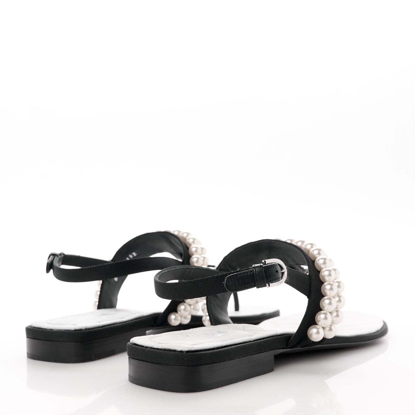 Grosgrain Pearl CC Sandals 41 Black
