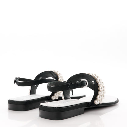 Chanel Grosgrain Pearl CC Sandals 41 Black 4 of 10