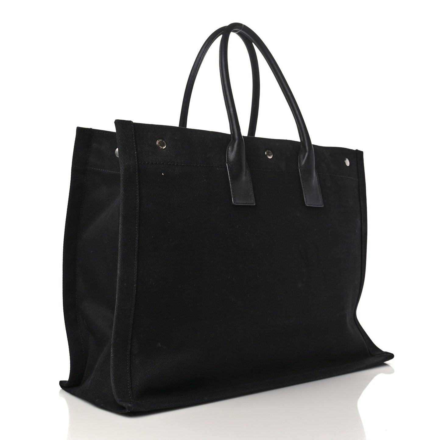 Linen Calfskin Rive Gauche Tote Black